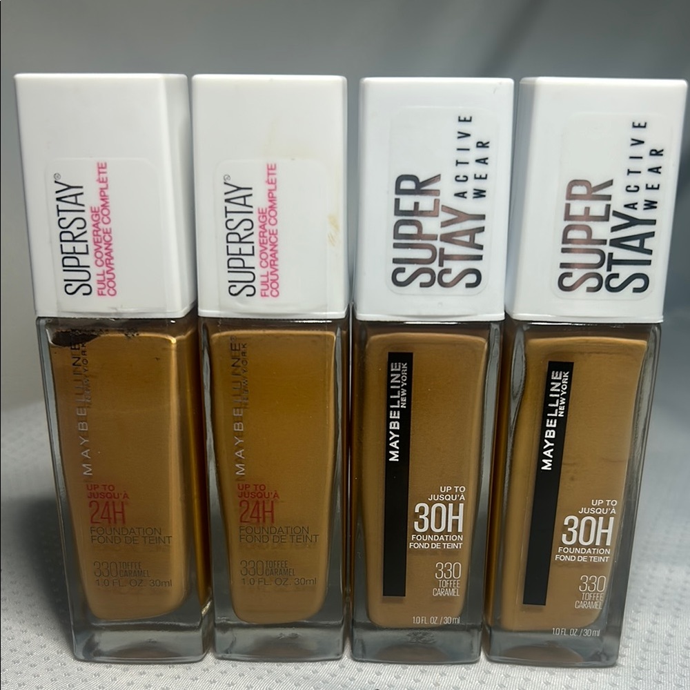4x #330 Toffee - Maybelline Super Stay Active Wear Foundation 30ml 24hr Coverage